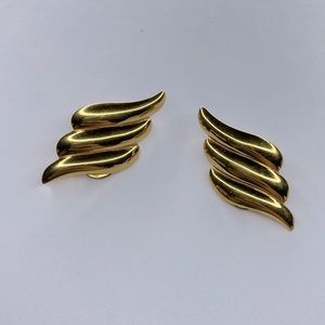 Monet Vintage gold tone clip on earrings